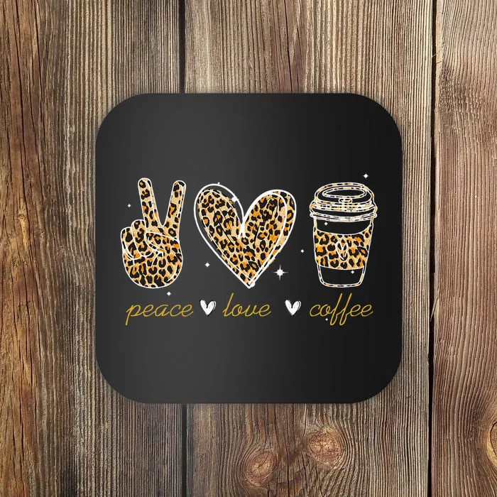 Leopard Peace Love Coffee Lovers Hippie Gifts Coaster