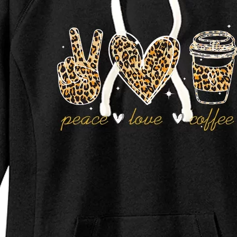 Leopard Peace Love Coffee Lovers Hippie Gifts Women's Fleece Hoodie