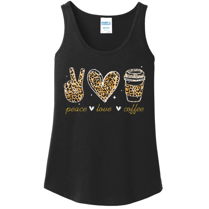 Leopard Peace Love Coffee Lovers Hippie Gifts Ladies Essential Tank