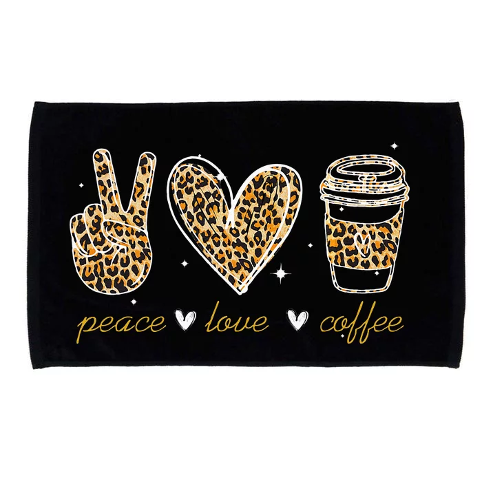 Leopard Peace Love Coffee Lovers Hippie Gifts Microfiber Hand Towel