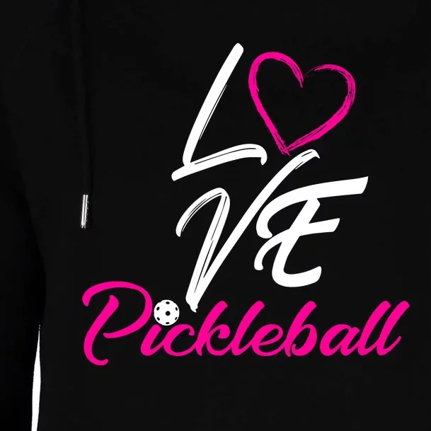 LOVE PICKLEBALL Womens Funnel Neck Pullover Hood