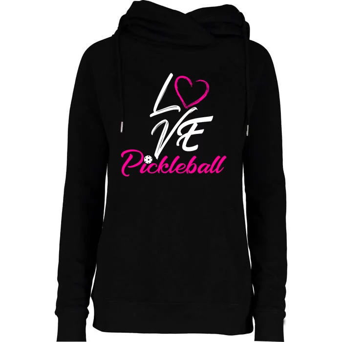 LOVE PICKLEBALL Womens Funnel Neck Pullover Hood