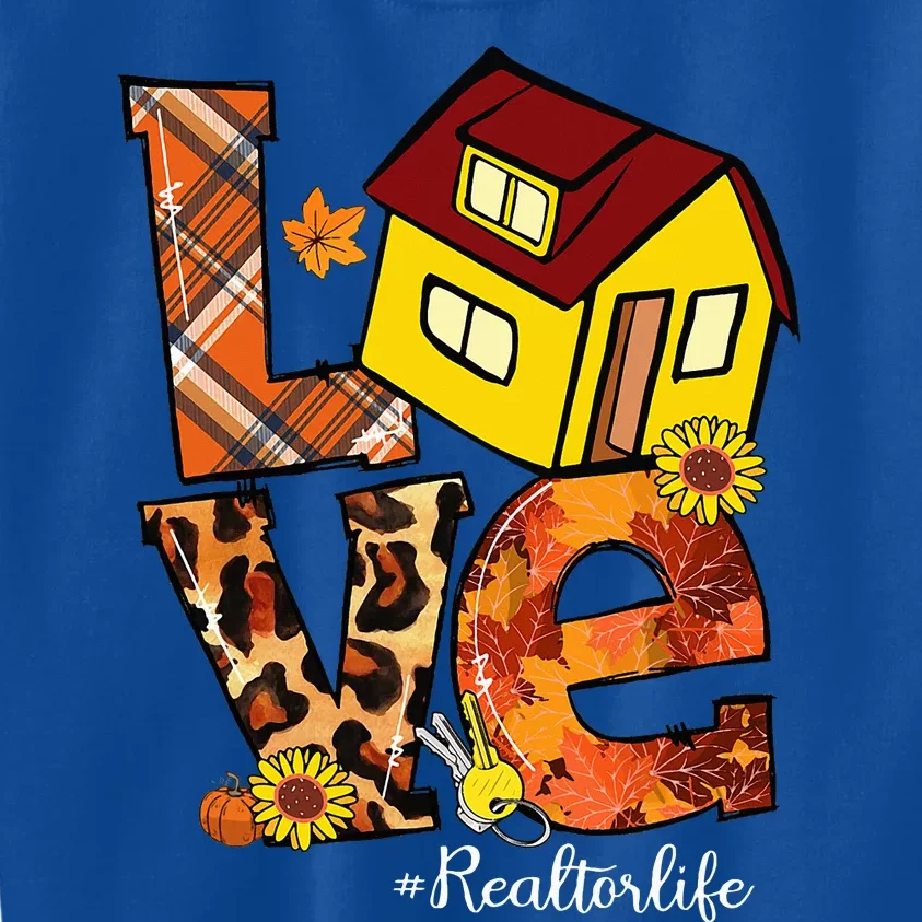 LOVE Pumpkin Leopard Realtor Life Fall Thanksgiving Kids Sweatshirt