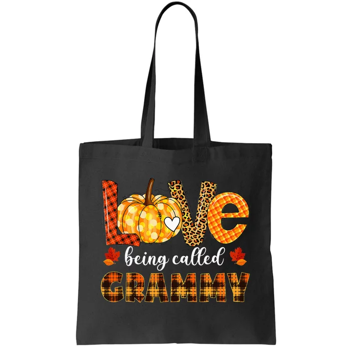 Leopard Pumpkin Love Being Called Grammy Fall Thanksgiving Tote Bag