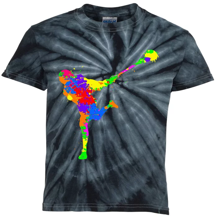 Lacrosse Player Kids Tie-Dye T-Shirt