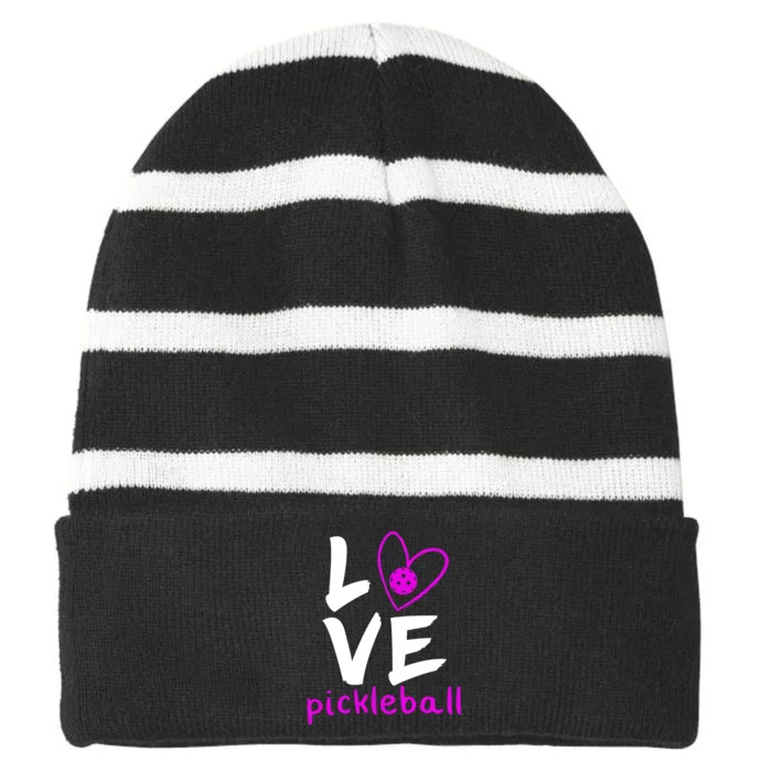 Love Pickleball Striped Beanie with Solid Band