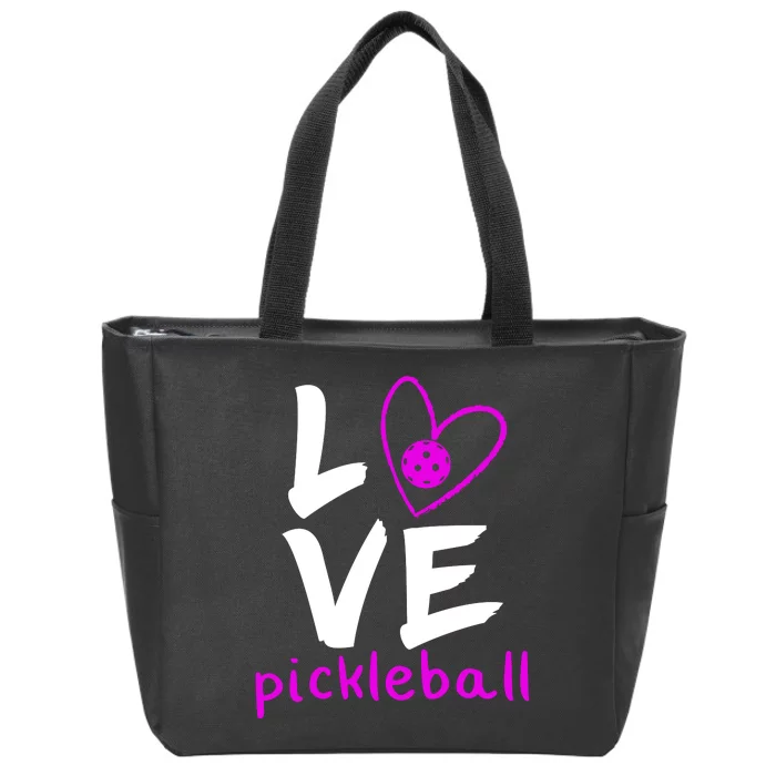 Love Pickleball Zip Tote Bag