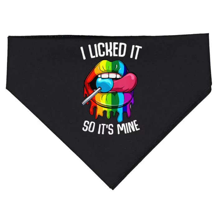 LGBT Pride LGBTQ I Licked It So Its Mine Sexy Rainbow Lips Gift USA-Made Doggie Bandana