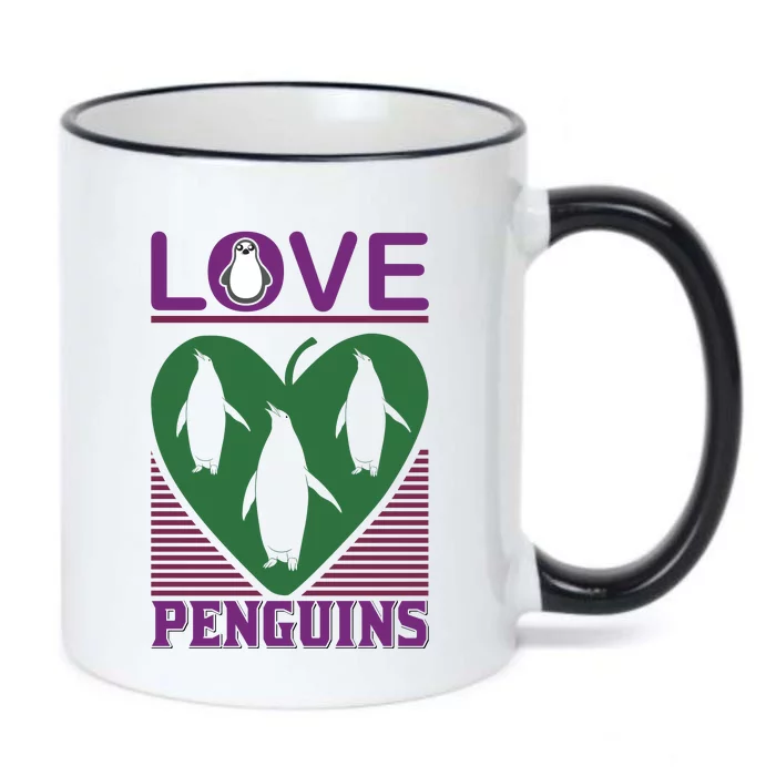 Love Penguins Black Color Changing Mug