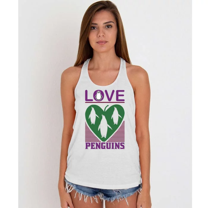 Love Penguins Women's Knotted Racerback Tank