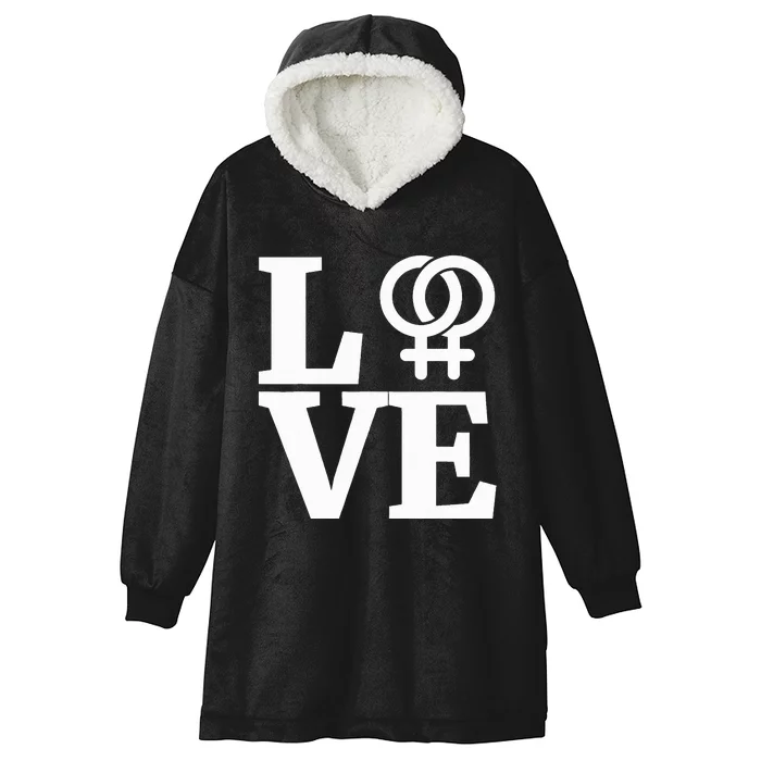 Lesbian Pride Love Gay Lesbian Symbol Hooded Wearable Blanket