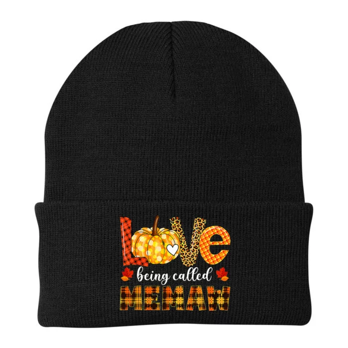 Leopard Pumpkin Love Being Called Memaw Fall Thanksgiving Knit Cap Winter Beanie