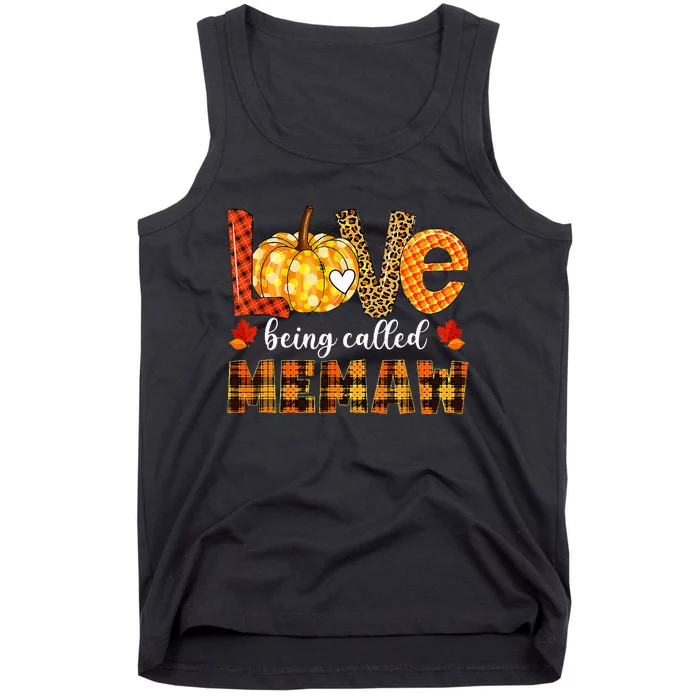 Leopard Pumpkin Love Being Called Memaw Fall Thanksgiving Tank Top