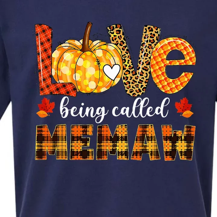 Leopard Pumpkin Love Being Called Memaw Fall Thanksgiving Sueded Cloud Jersey T-Shirt