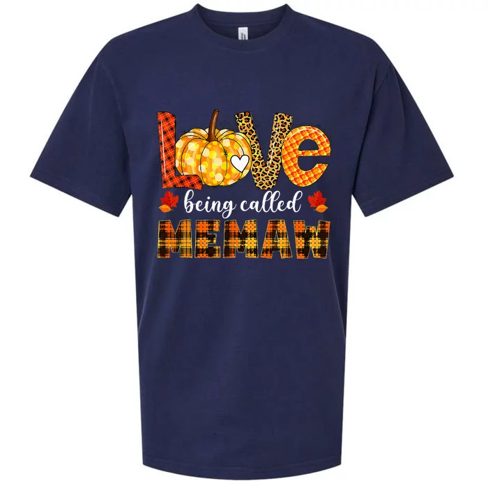 Leopard Pumpkin Love Being Called Memaw Fall Thanksgiving Sueded Cloud Jersey T-Shirt