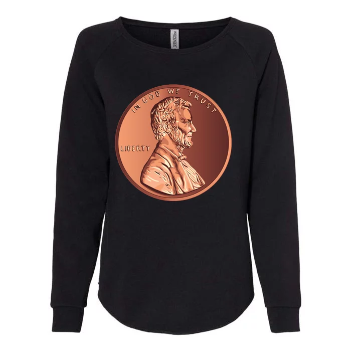 Lincoln Penny Front & Back Womens California Wash Sweatshirt