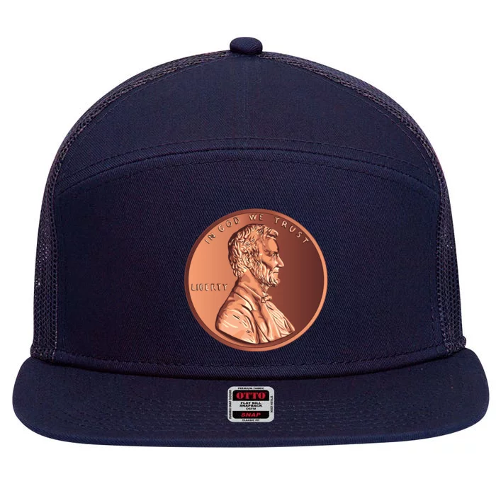 Lincoln Penny Front & Back 7 Panel Mesh Trucker Snapback Hat