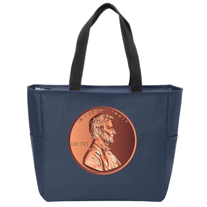 Lincoln Penny Front & Back Zip Tote Bag