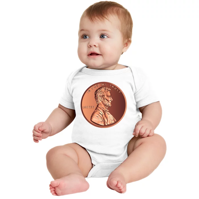 Lincoln Penny Front & Back Baby Bodysuit