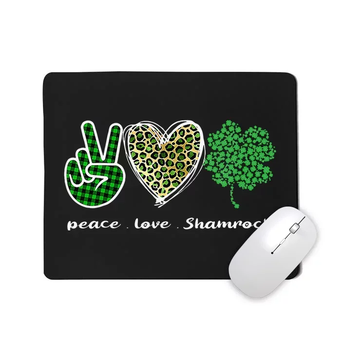 Leopard Peace Love Shamrock Irish Saint Patrick's Day Cute Mousepad