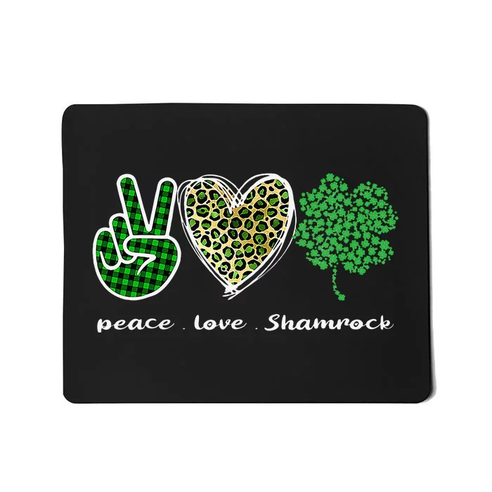 Leopard Peace Love Shamrock Irish Saint Patrick's Day Cute Mousepad