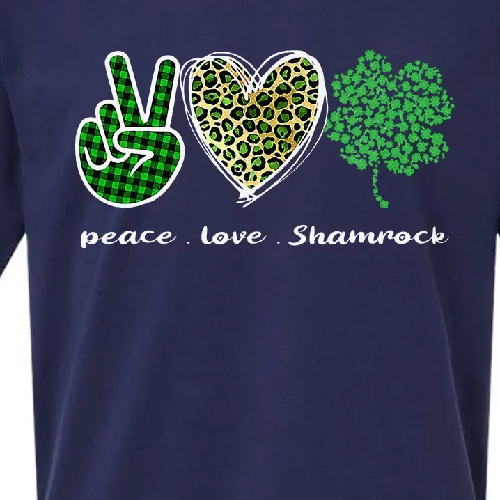 Leopard Peace Love Shamrock Irish Saint Patrick's Day Cute Sueded Cloud Jersey T-Shirt