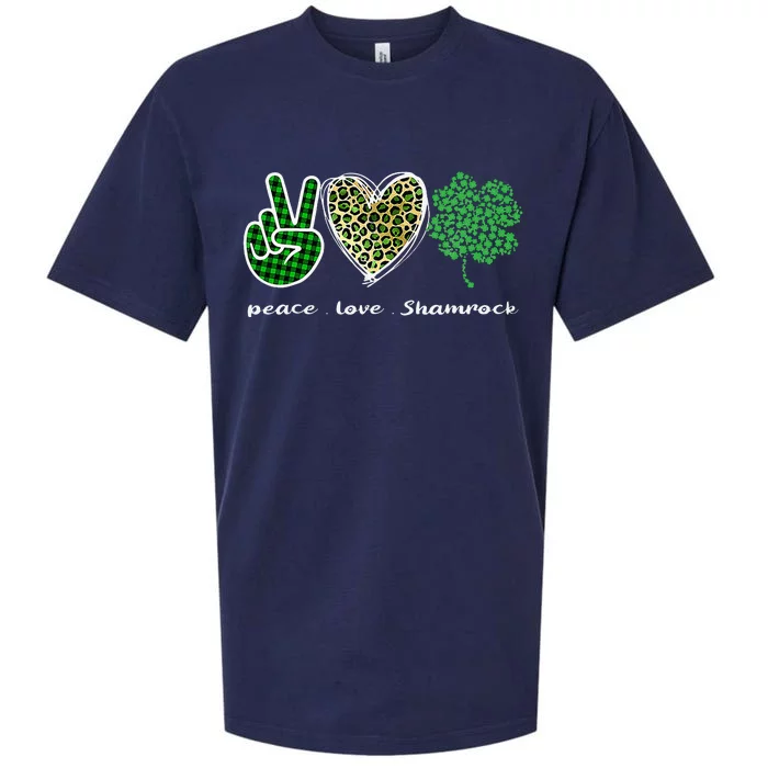 Leopard Peace Love Shamrock Irish Saint Patrick's Day Cute Sueded Cloud Jersey T-Shirt