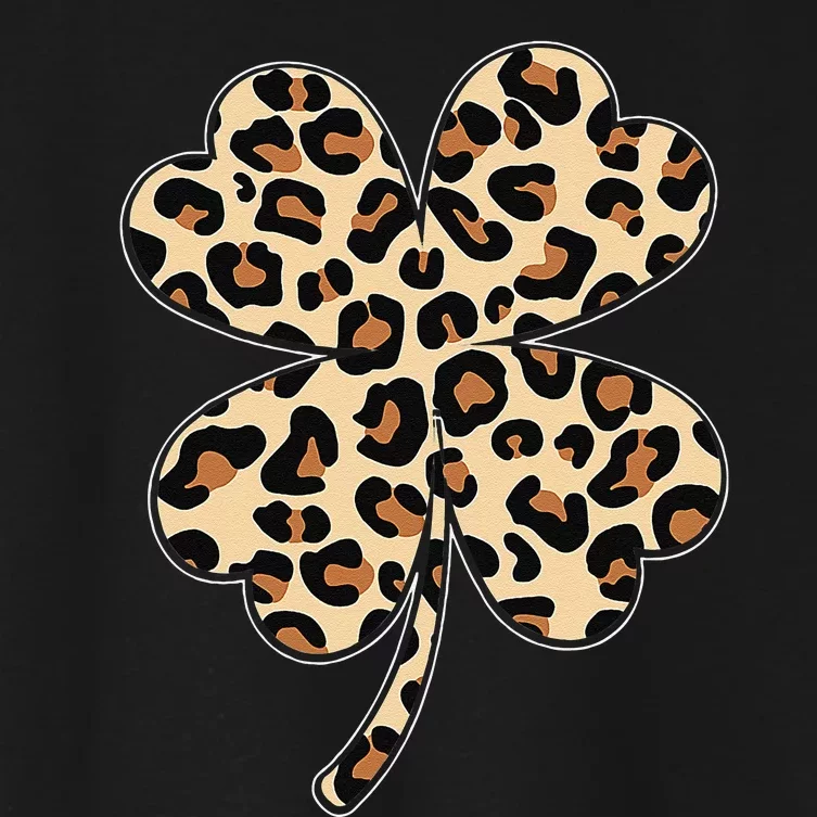 Leopard Peace Love Shamrock Irish Saint Patrick's Day Women's Crop Top Tee