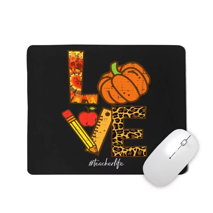 Leopard Pumpkin Love Teacher Life Thanksgiving Fall Mousepad