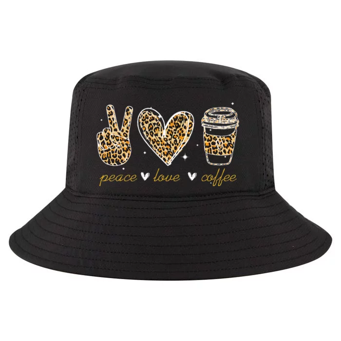 Leopard Peace Love Coffee Lovers Hippie Gifts Cool Comfort Performance Bucket Hat