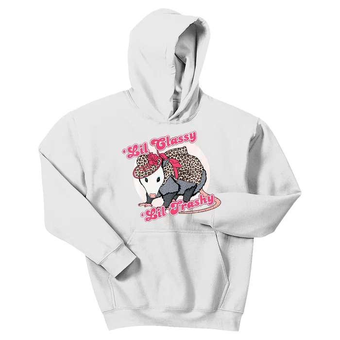 Leopard Possum Lil Classy Lil Trashy Possum Sarcastic Kids Hoodie