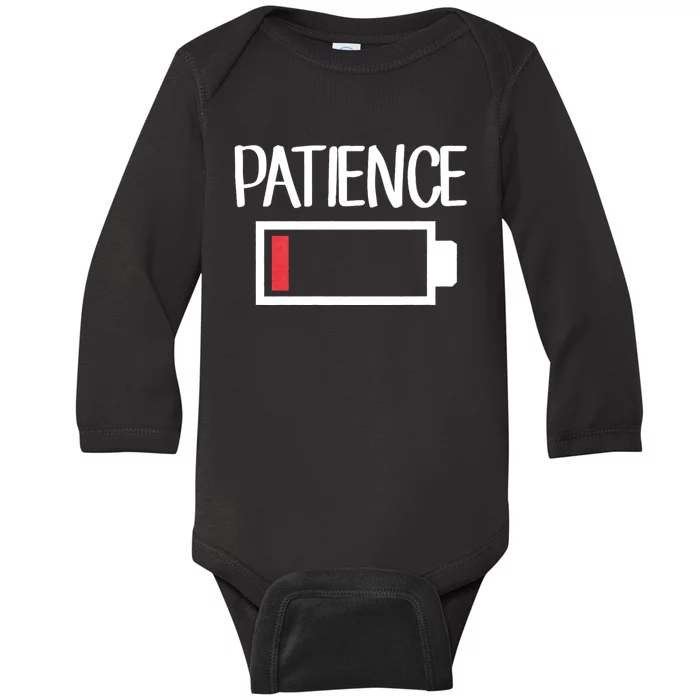 Low Patience Low Battery Patience Baby Long Sleeve Bodysuit