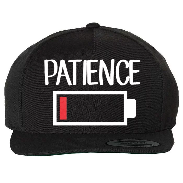 Low Patience Low Battery Patience Wool Snapback Cap