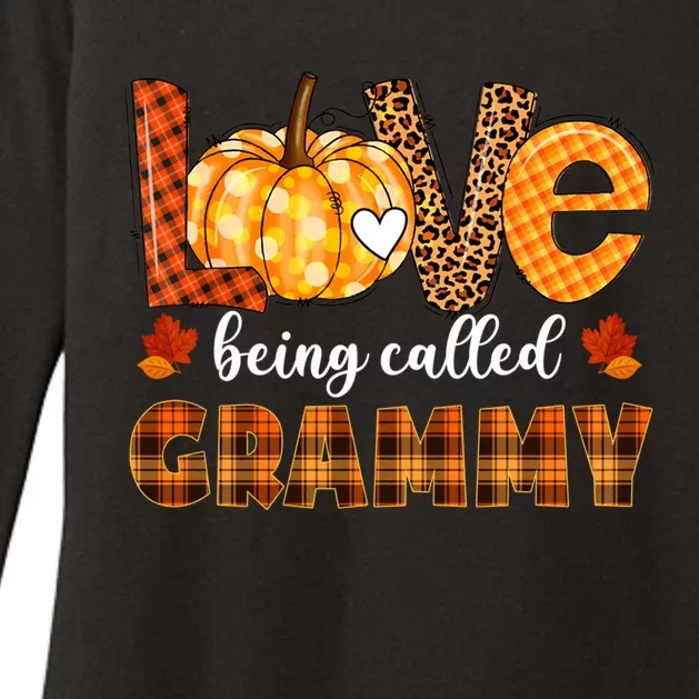 Leopard Pumpkin Love Being Called Grammy Fall Thanksgiving Gift Womens CVC Long Sleeve Shirt