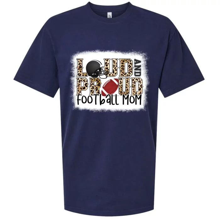 Loud Proud Leopard Football Player Mom Bleached Effect Gift Sueded Cloud Jersey T-Shirt