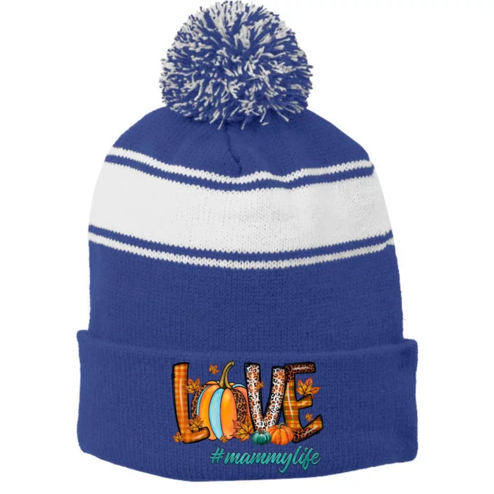 Leopard Pumpkin Love Mammy Cool Gift Halloween Pumpkin Gift Stripe Pom Pom Beanie