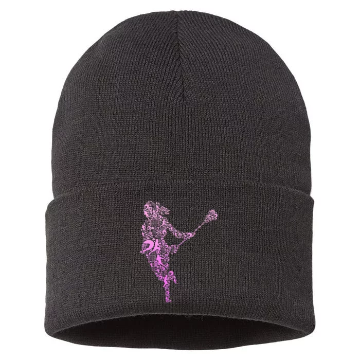 Lacrosse Player Sustainable Knit Beanie