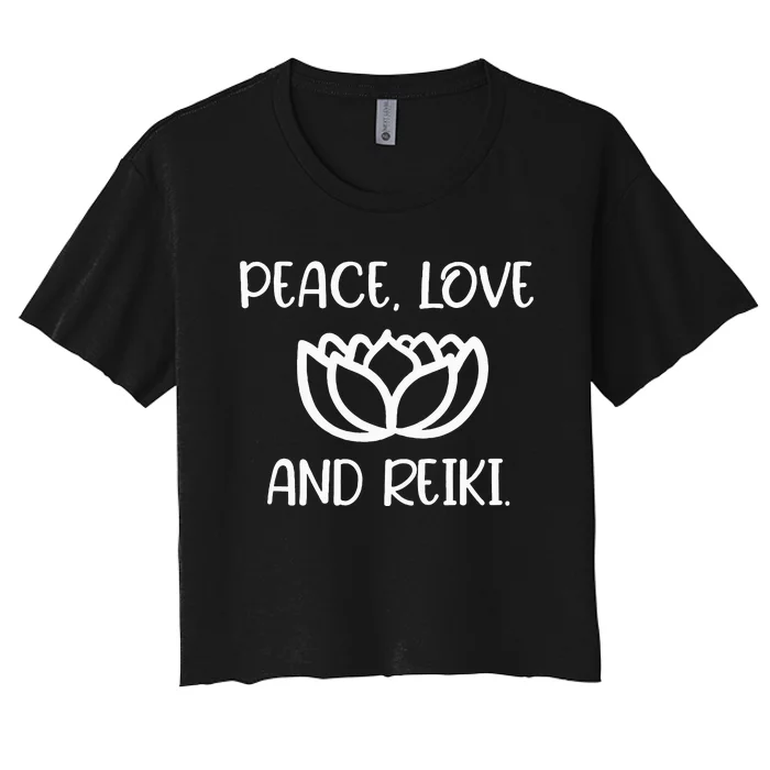 Lotus Peace Love Reiki Women's Crop Top Tee