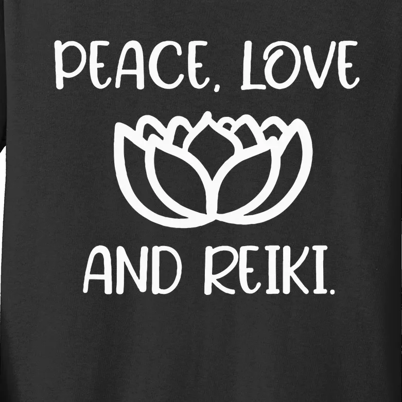 Lotus Peace Love Reiki Kids Long Sleeve Shirt