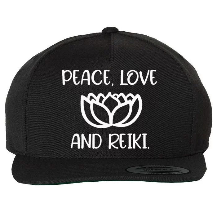 Lotus Peace Love Reiki Wool Snapback Cap