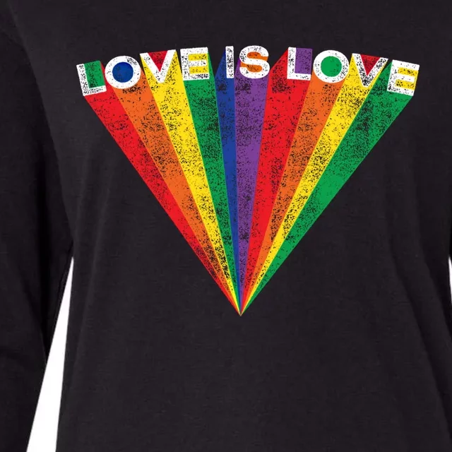 Lgbtq Pride Love Is Love Rainbow Stripe Gay Teen Adult Gift Womens Cotton Relaxed Long Sleeve T-Shirt