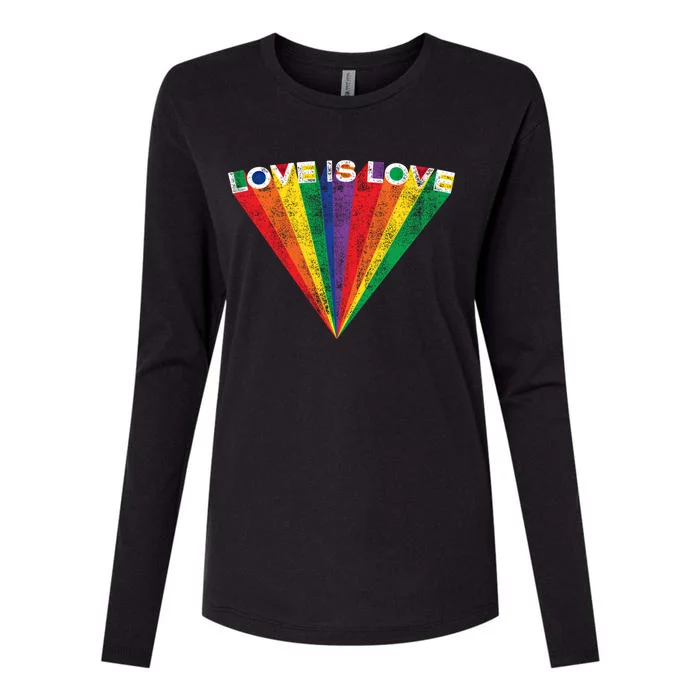 Lgbtq Pride Love Is Love Rainbow Stripe Gay Teen Adult Gift Womens Cotton Relaxed Long Sleeve T-Shirt