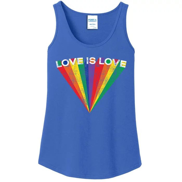 Lgbtq Pride Love Is Love Rainbow Stripe Gay Teen Adult Gift Ladies Essential Tank