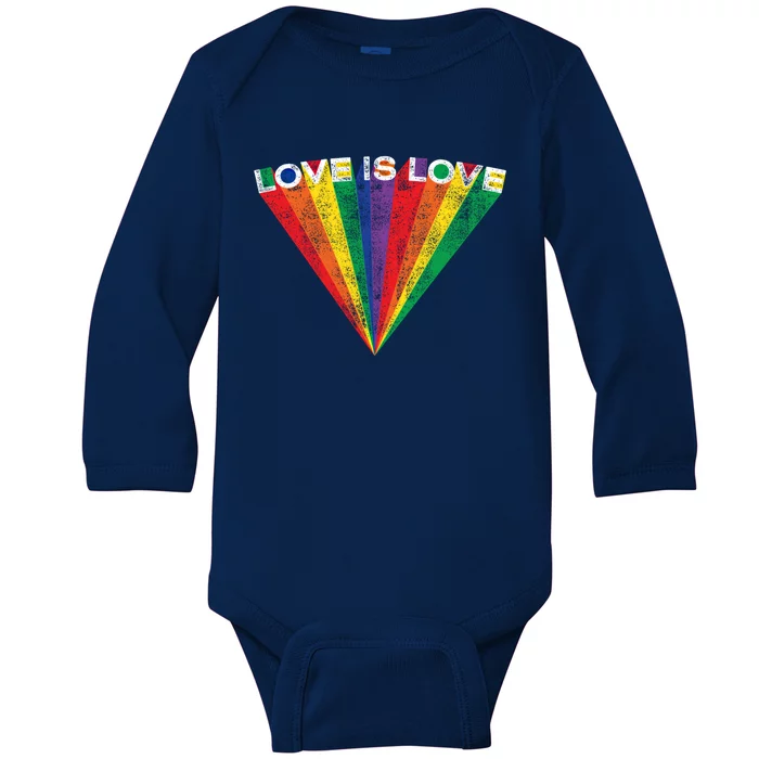 Lgbtq Pride Love Is Love Rainbow Stripe Gay Teen Adult Gift Baby Long Sleeve Bodysuit