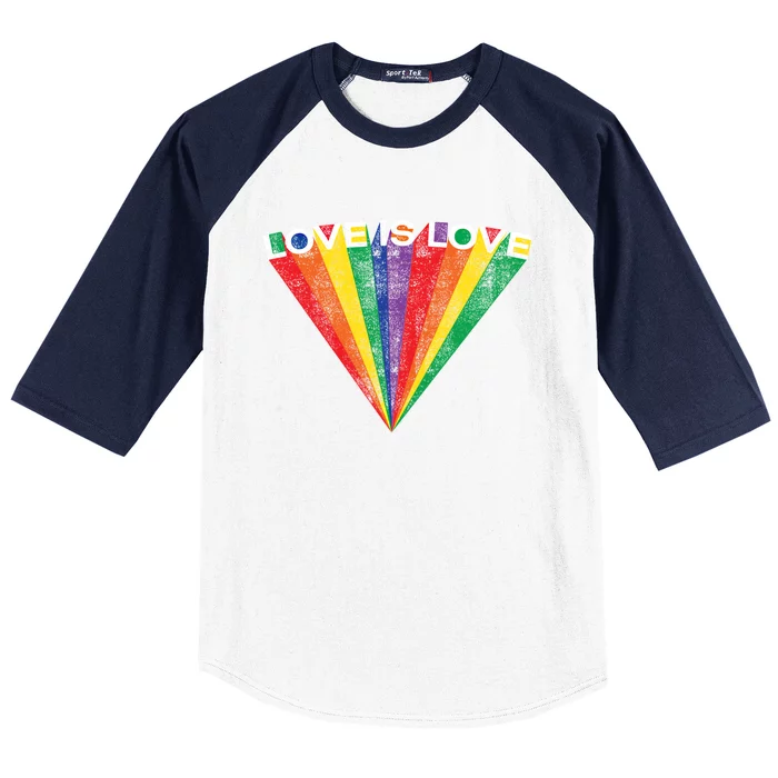 Lgbtq Pride Love Is Love Rainbow Stripe Gay Teen Adult Gift Baseball Sleeve Shirt