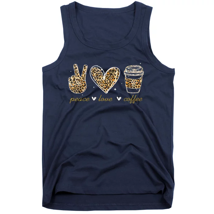 Leopard Peace Love Coffee Lovers Hippie For Women Men Tank Top