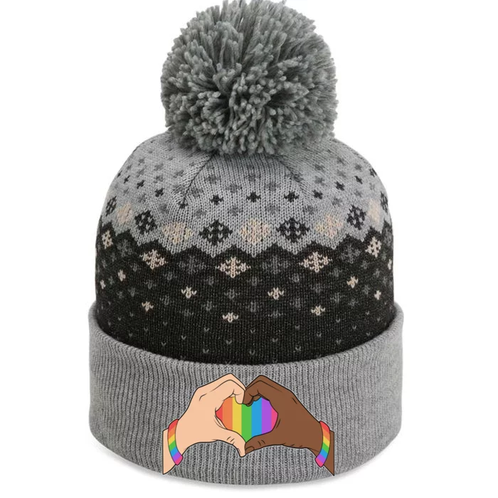 LGBT Pride Love Heart Hands The Baniff Cuffed Pom Beanie