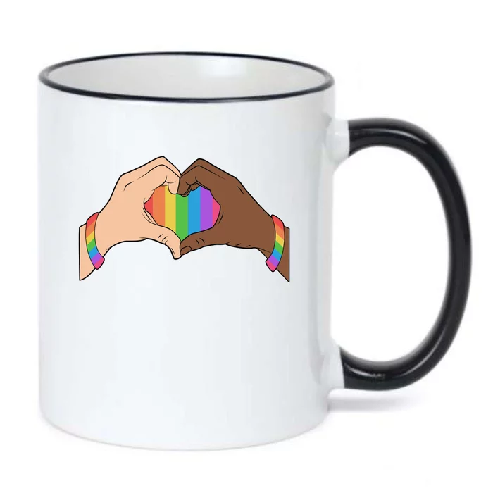 LGBT Pride Love Heart Hands Black Color Changing Mug