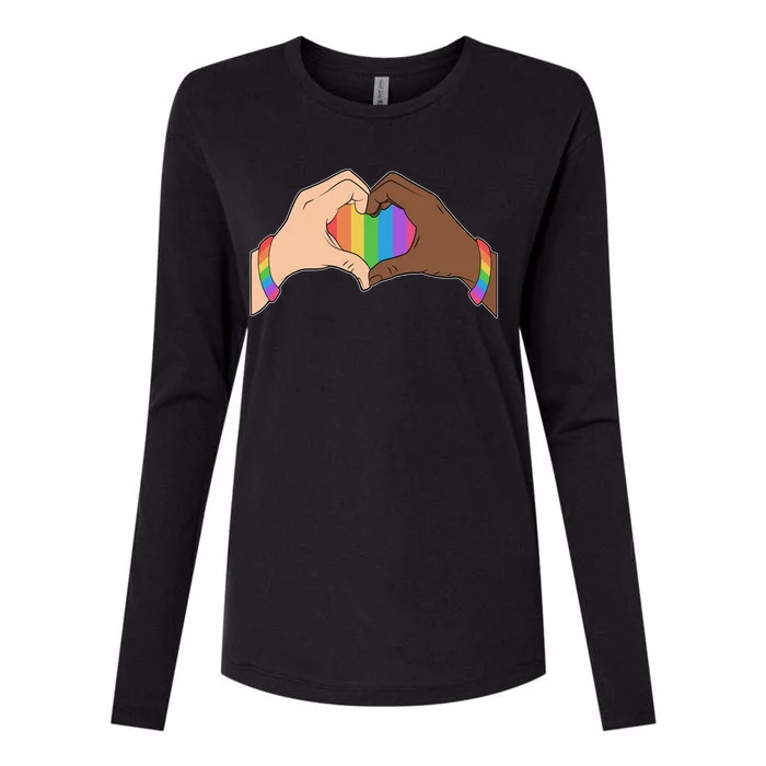 LGBT Pride Love Heart Hands Womens Cotton Relaxed Long Sleeve T-Shirt