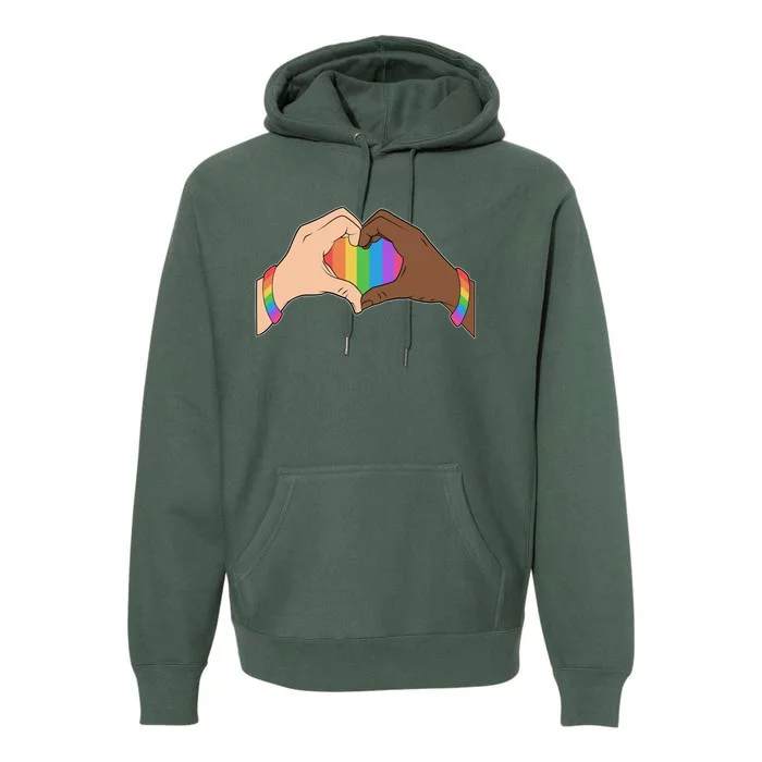 LGBT Pride Love Heart Hands Premium Hoodie